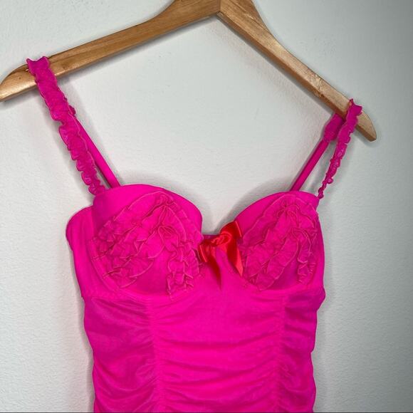 Victoria's Secret "Sexy Little Things" Hot Pink Corset Lingerie Bustier 34C - Picture 3 of 10